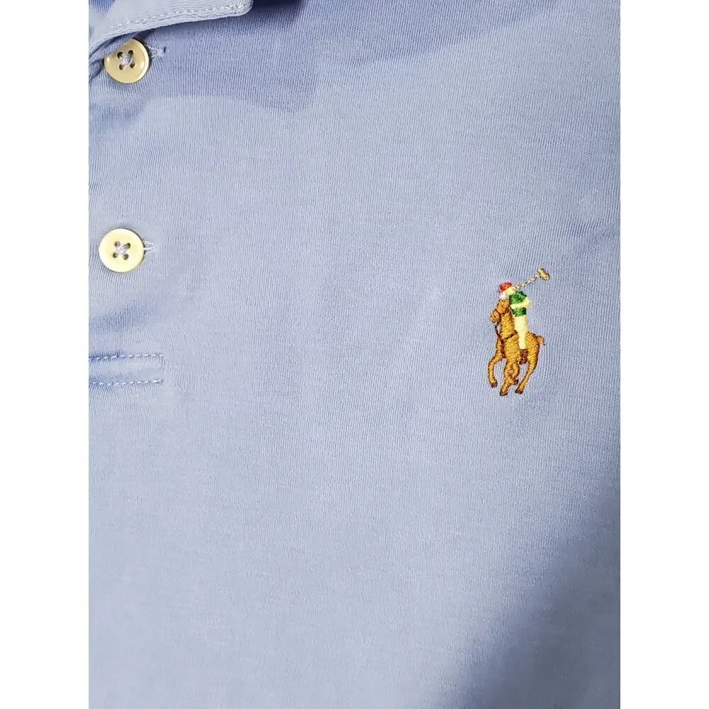 Polo Ralph Lauren Mens Medium Blue Classic Fit Polo Shirt Pony Logo Short Sleeve